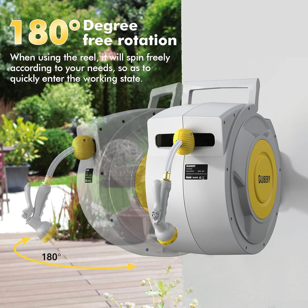 Retractable Garden Hose Reel with 8 Pattern Spray Nozzle D57571