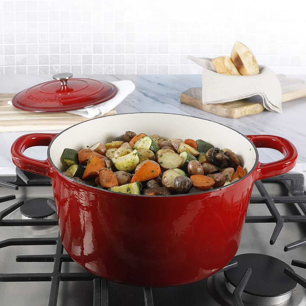 Scarlet Red 7-Quart Cast Iron Dutch Oven Q982116