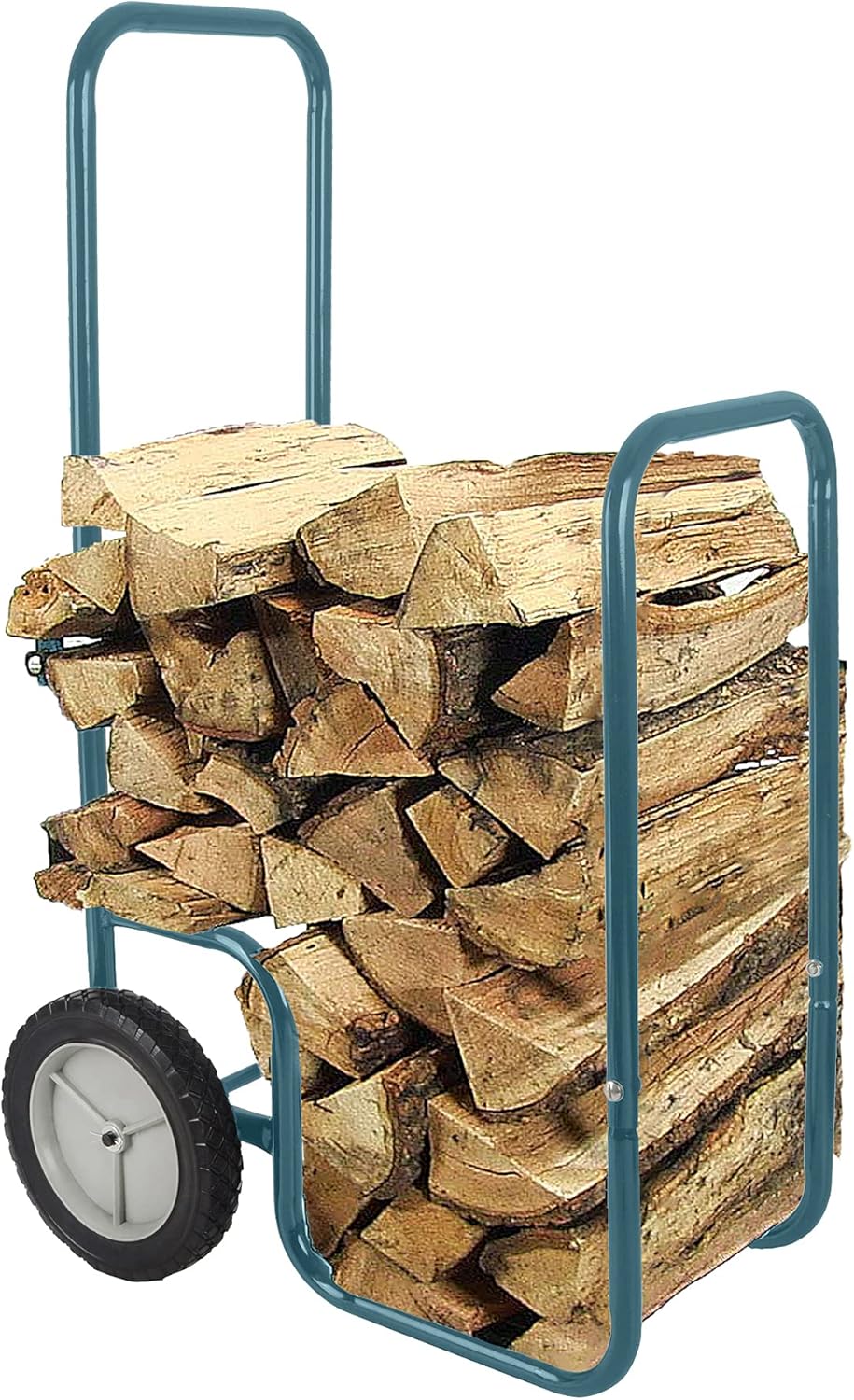 Gray Green Heavy Duty Steel Firewood Cart with 2 Pneumatic Wheels C683