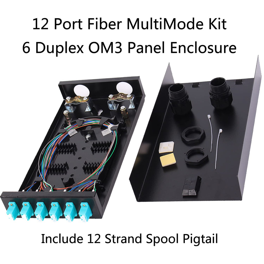 12 Port Wall Mount Fiber Enclosure with Spool OM3 Multimode LC-UPC Kit A32774