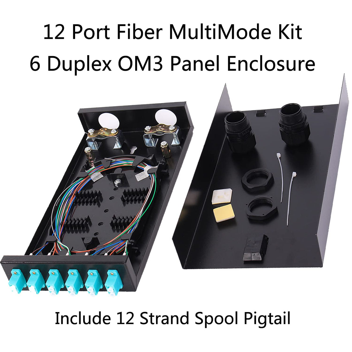 12 Port Wall Mount Fiber Enclosure with Spool OM3 Multimode LC-UPC Kit A32774