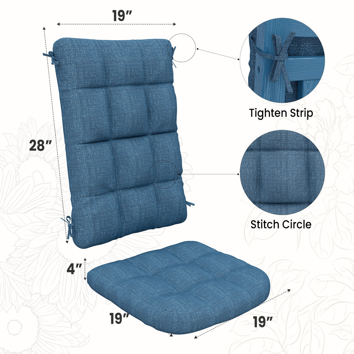 Navy Blue Outdoor Rocking Chair Cushion Y208