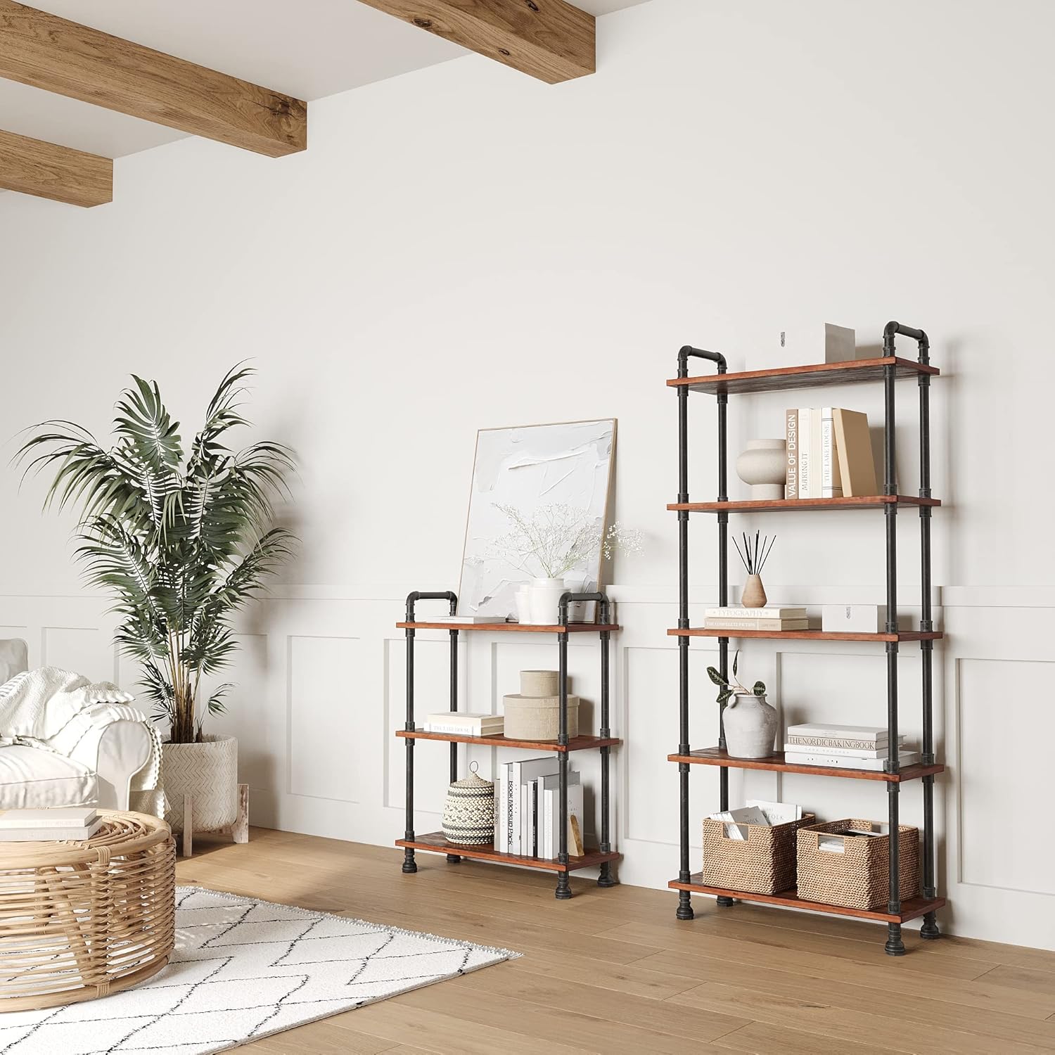 Brown Solid Pine 4-Tier Bookcase N178990