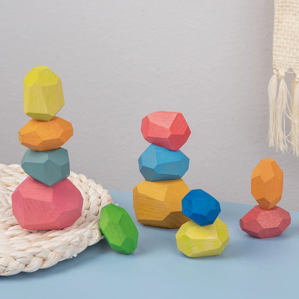 Wooden Stone Building Block Toy Stacking Game W2209