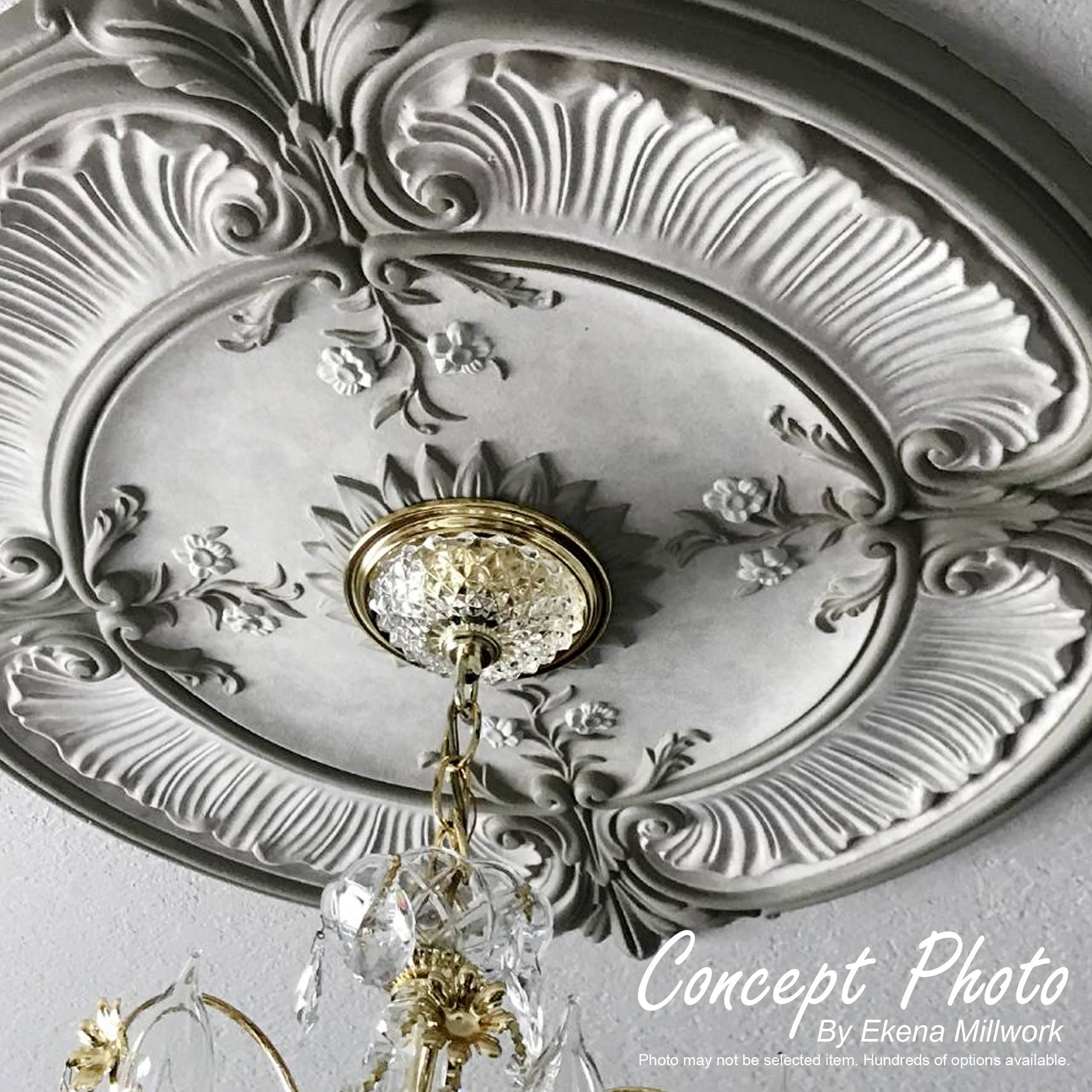 20 1/2x22OD x 1 1/2x22P Acanthus Leaf Ceiling Medallion, Hand-Painted Midnight Dream T1707