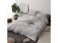 King 3pcs Pure Linen Duvet Cover Set Stone Washed Lace Border A1944