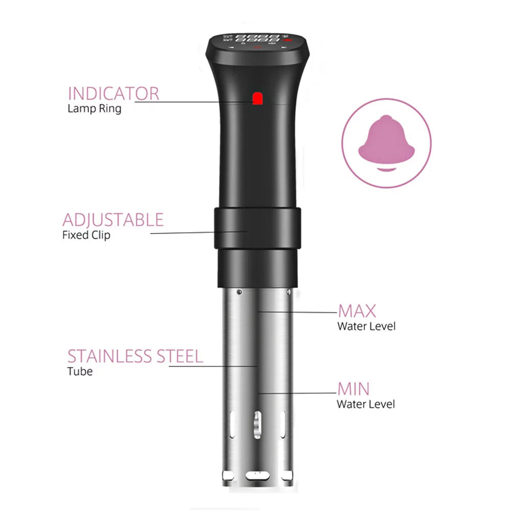 1100W Sous Vide Cooker Waterproof with Accurate Time Control Display Screen E51387