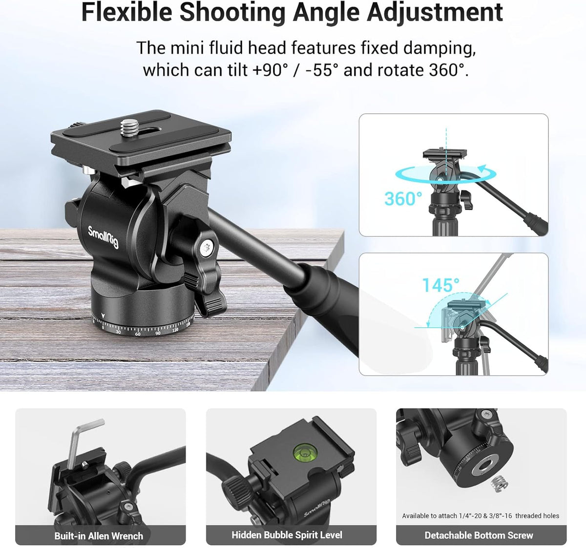 71 Video Tripod Monopod with Fluid Head, Aluminum Camera Tripod, Adjustable Height from 16.5 to 71 O10507