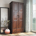 100% Solid Wood Wardrobe Armoire Mocha Y2589