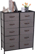 10 Drawer Vertical Dresser with Steel Frame and Fabric Bins K3383