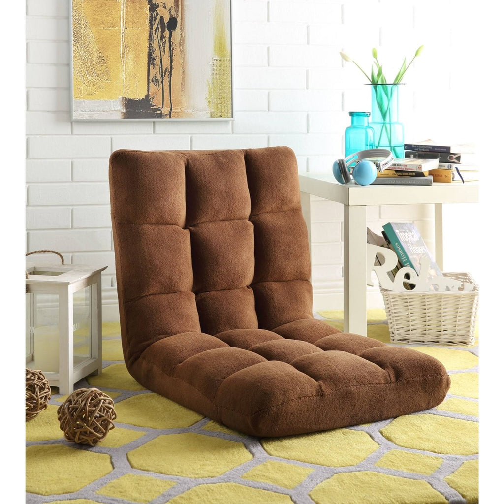 Brown Microplush Recliner Gaming Chair with Floor Mat B55693