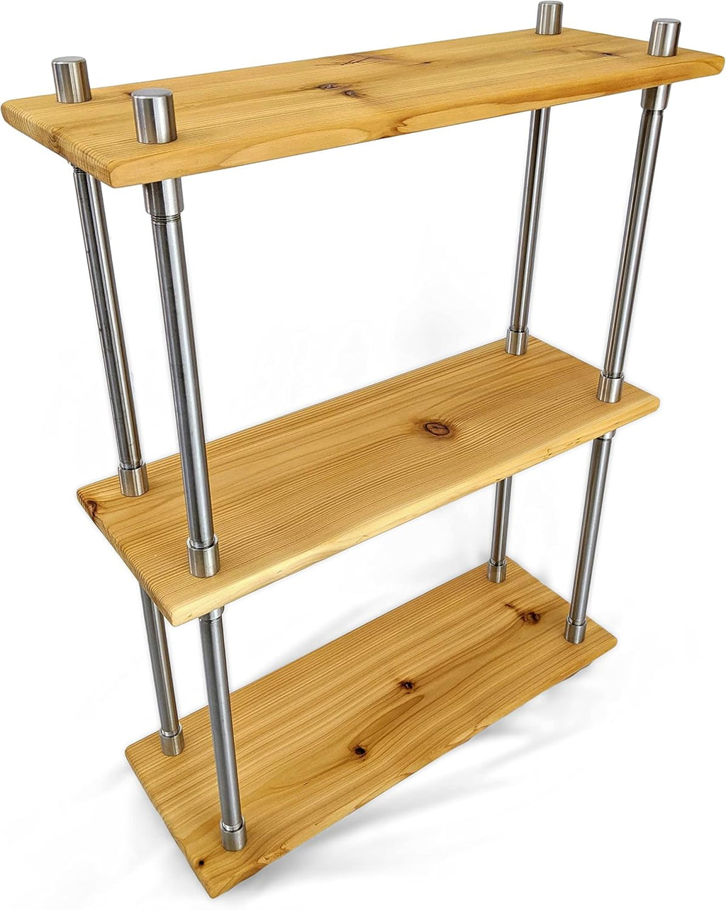 Solid Cedar Wood Stainless Steel Metal Bookcase 16 Inch Wide F81631