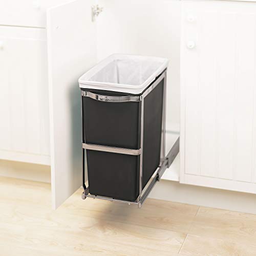 Chrome 35 Liter Dual Compartment Recycling Bin and Trash Can X13069