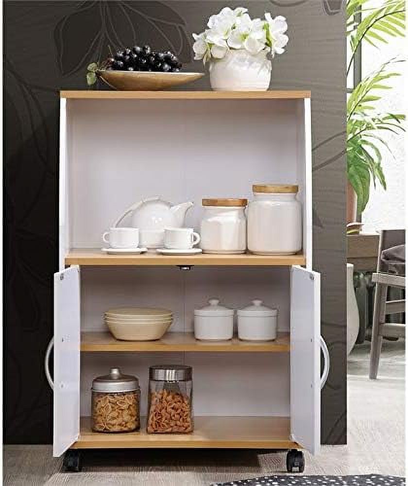 White Microwave Kitchen Cart C346495