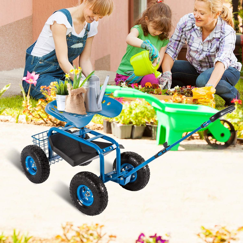 Heavy Duty Rolling Garden Cart with Extendable Steer Handle M545