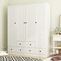 White 5 Drawer Wardrobe with Shelves and Hanging Rod G9085