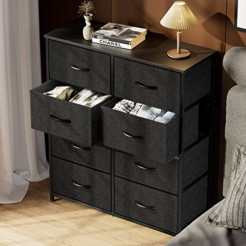 Black 9-Drawer Fabric Storage Tower with Wood Top S64004