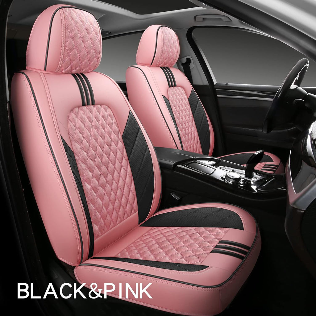 Pink Synthetic Leather 5-Seater Full Set Car Seat Covers K290710