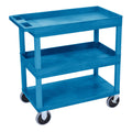 Blue 2 Tub 1 Flat Shelf Cart J720