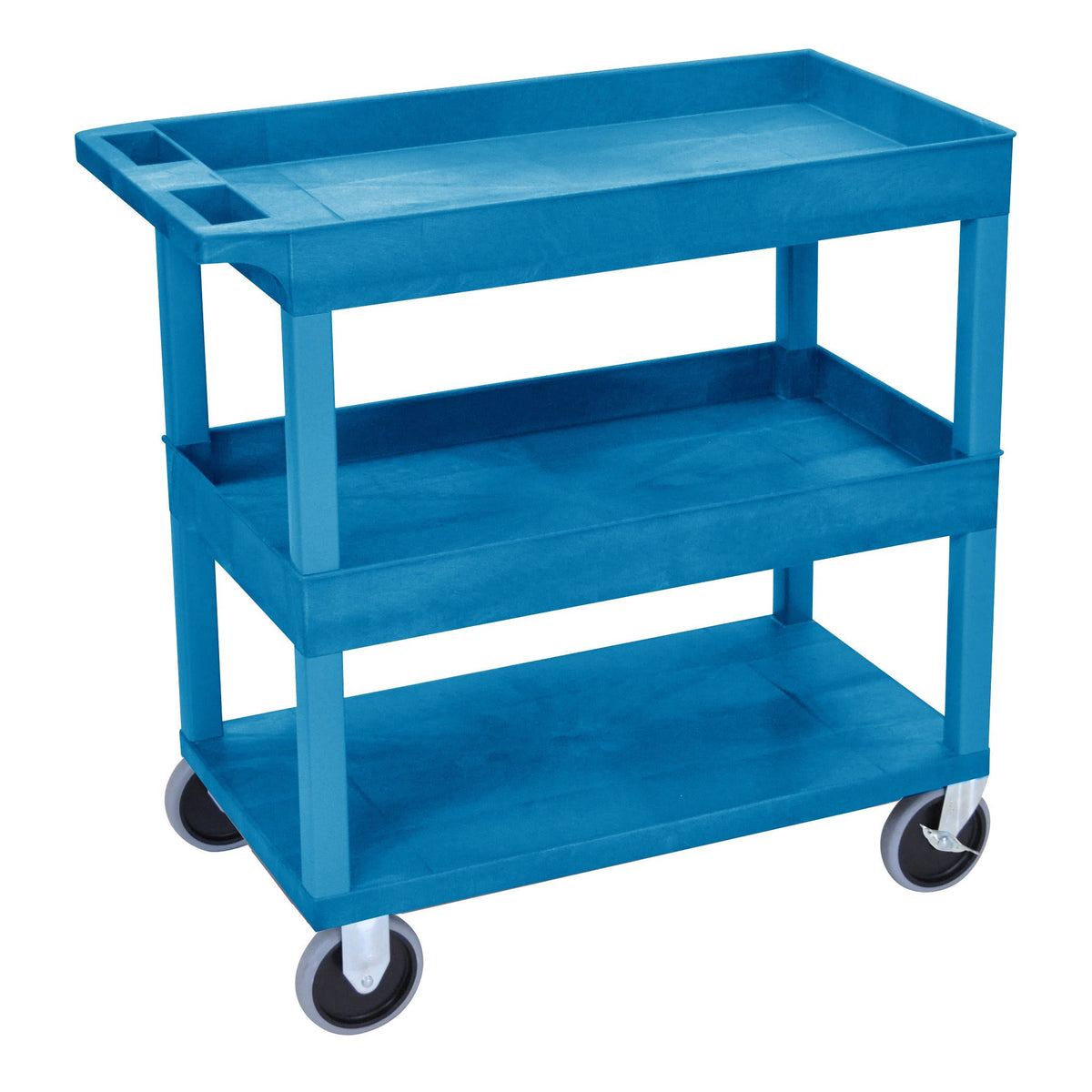 Blue 2 Tub 1 Flat Shelf Cart J720