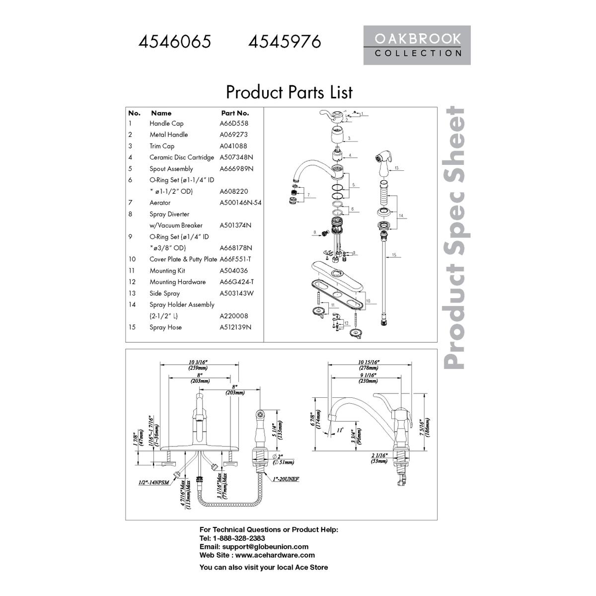 Chrome Kitchen Faucet with Side Sprayer Q9468