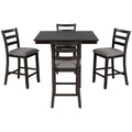 5-Piece Espresso Wooden Counter Height Dining Set with Padded Chairs and Storage Shelving I4581