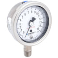 Pressure Gauge, 0 to 15 Psi, 2-1/2In, 1/4In H655