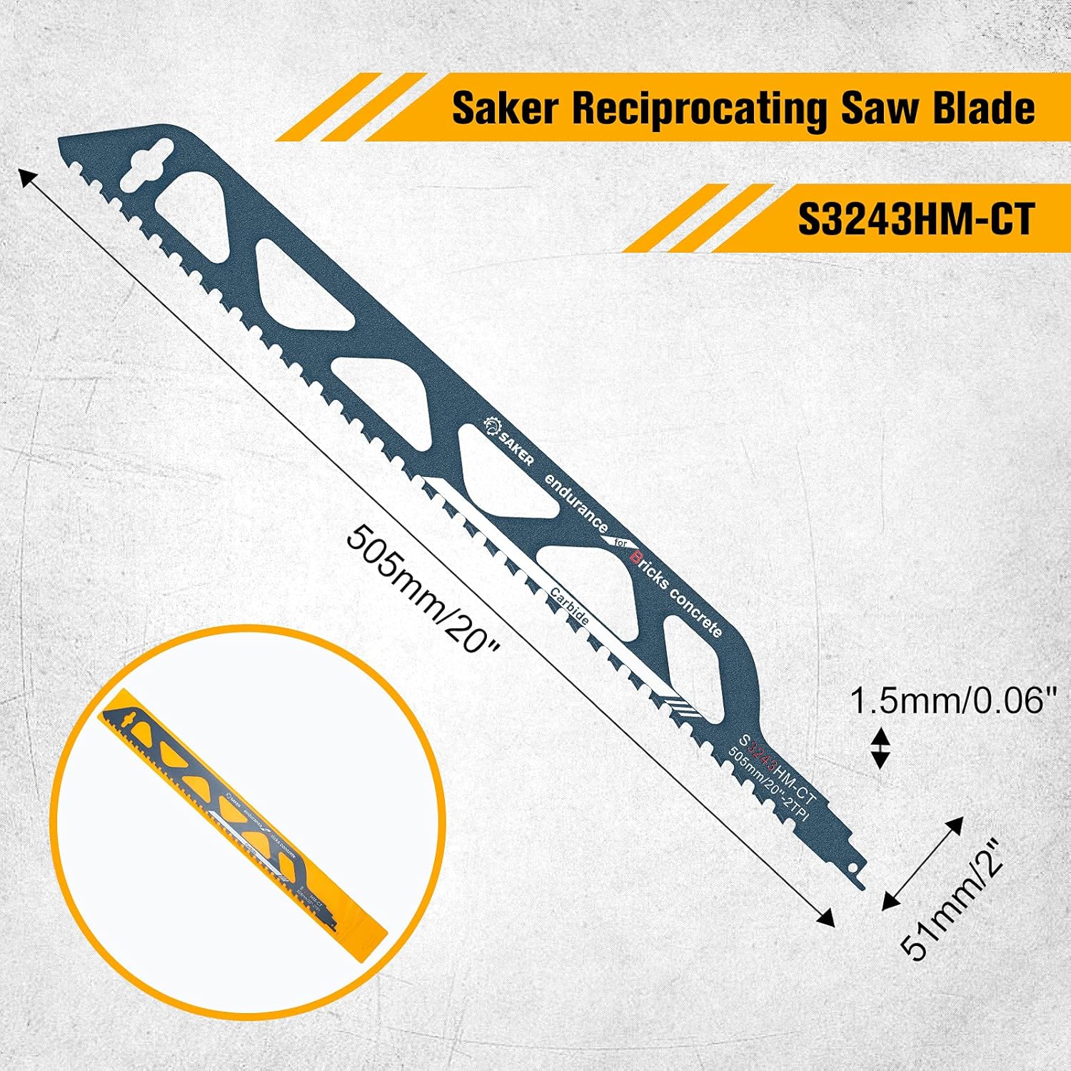 12”/300mm Pack of 2 Hard Alloy Reciprocating Saw Blades B881496