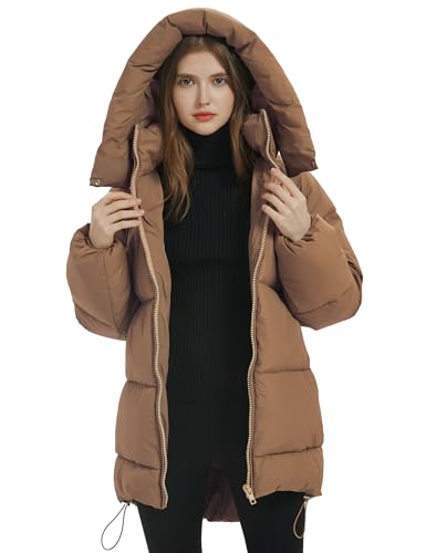 Women Mid-Length Puffer Hooded Jacket Winter Padded Warm Coat B6809