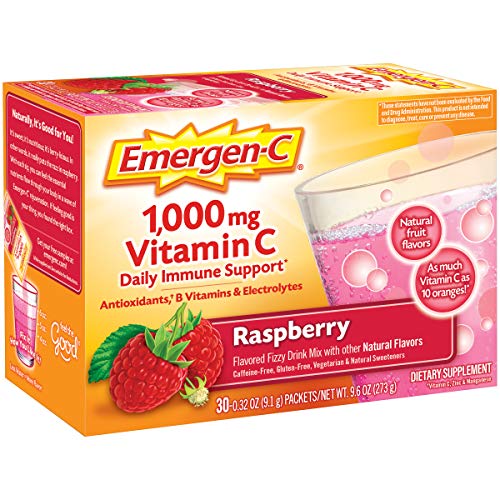 30 Count Raspberry Flavor Dietary Supplement Fizzy Drink Mix with 1000mg Vitamin C I20028