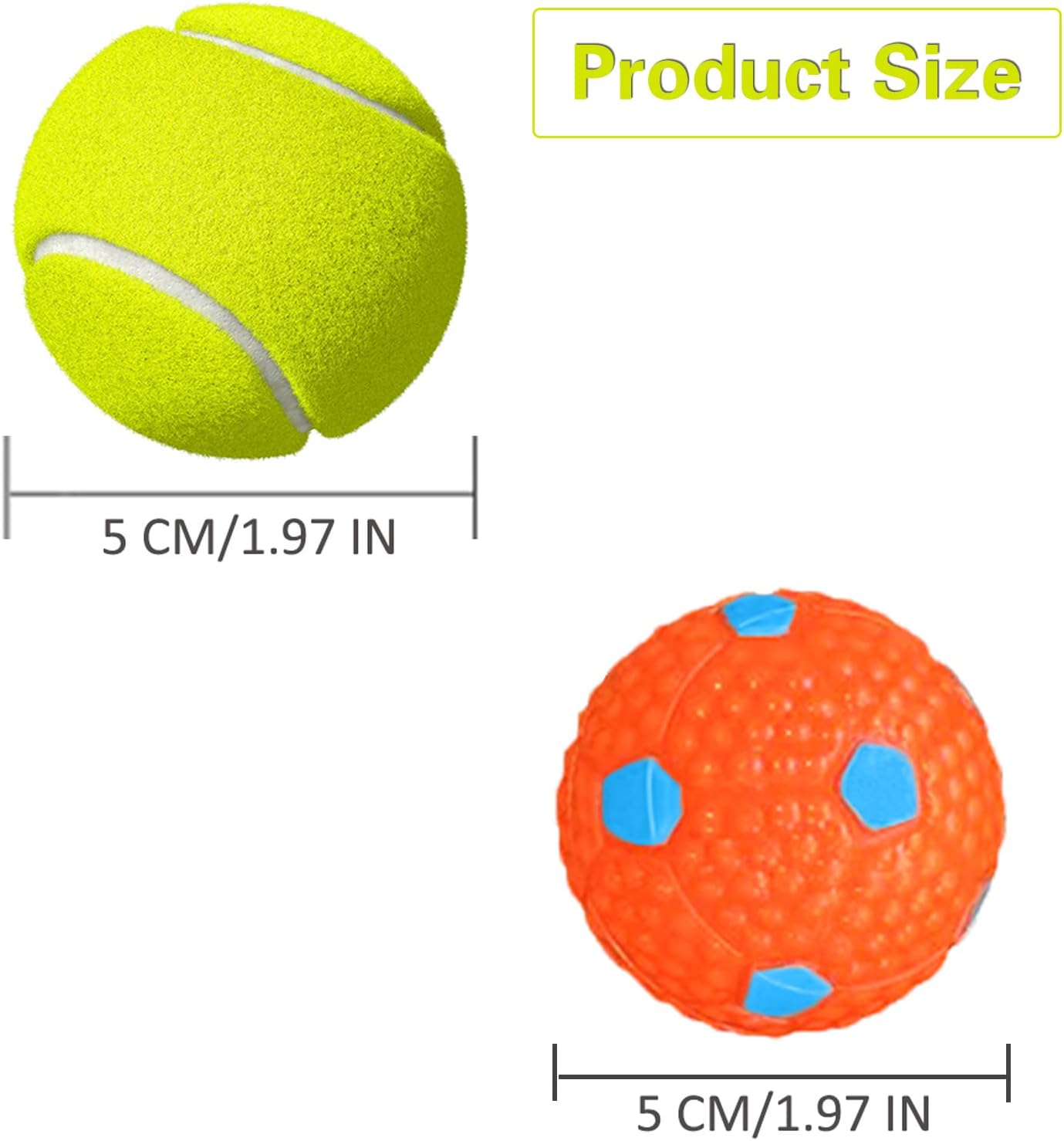 6 Pcs 1.97" Diameter Mini Tennis Balls for Dogs Z9345