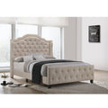 Beige Linen Tufted Panel Bed Queen Q479004