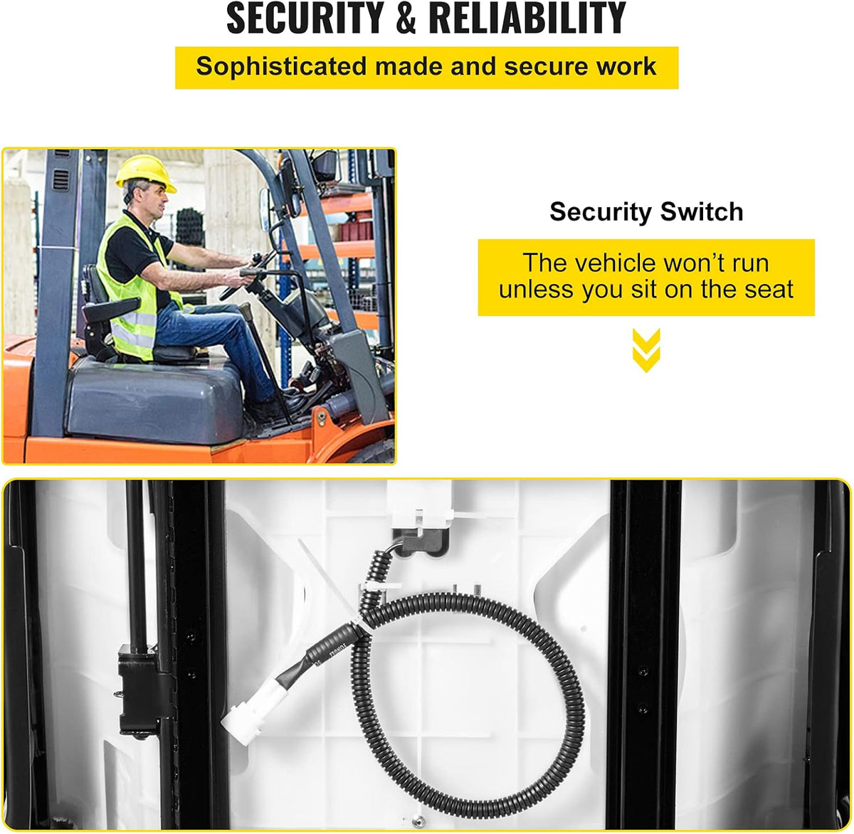 Forklift Seat with Seat Switch and Back Seat Organizer O458