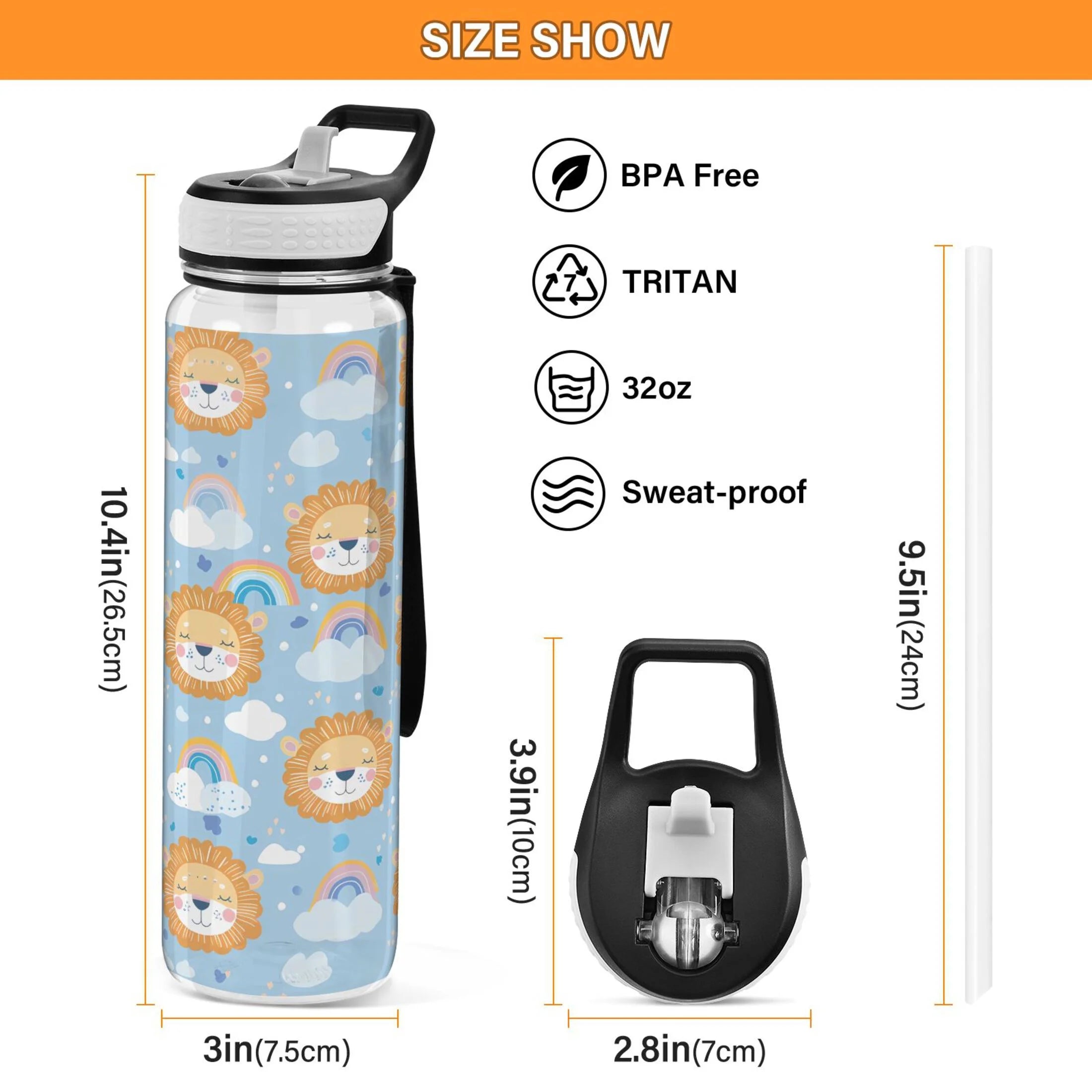 32oz Clear Triton Sports Water Bottle with Straw Q89888