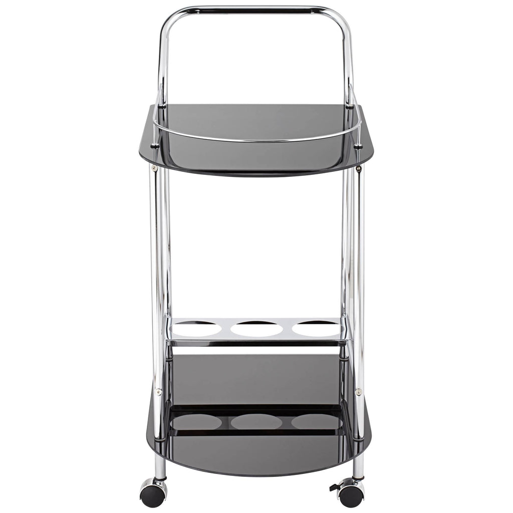 Black Glass Rolling Serving Cart V4193