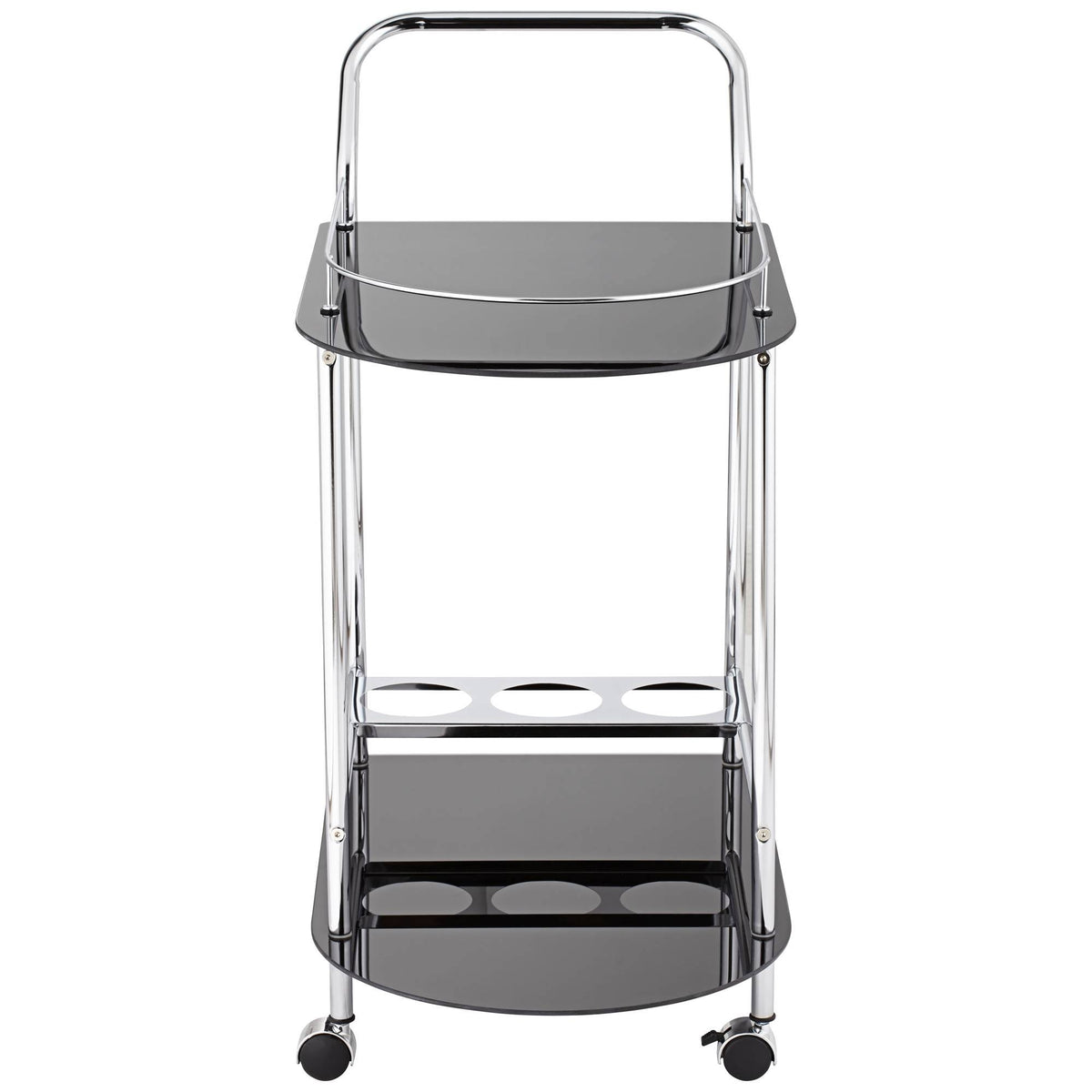 Black Glass Rolling Serving Cart V4193