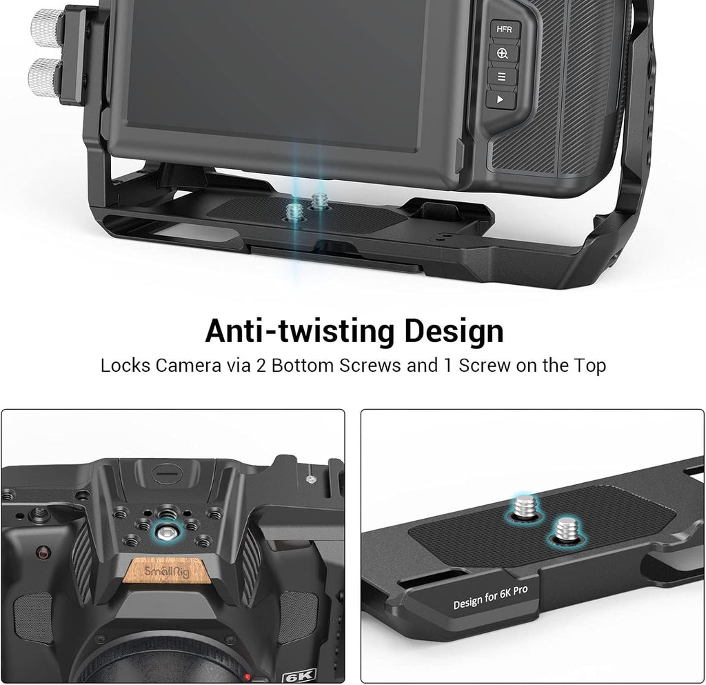 Camera Cage Accessory Kit with Top Handle Wooden Side Handle HDMI Cable Clamp SSD Clamp Sunhood NATO Rail Screen Protector H1643
