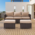 3-Piece Rattan Patio Sofa Set with Ottomans Y805