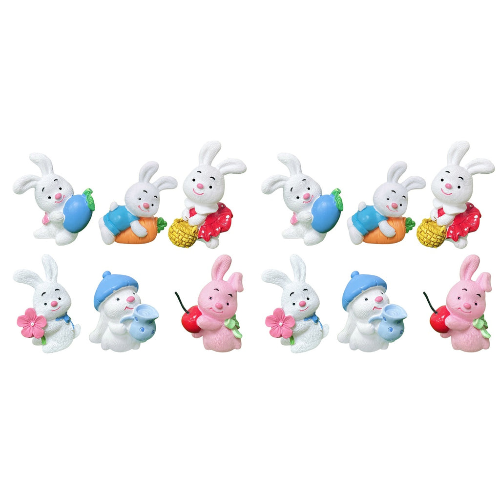12 Pcs Resin Rabbit Ornament Mini Dollhouse Accessories U7481