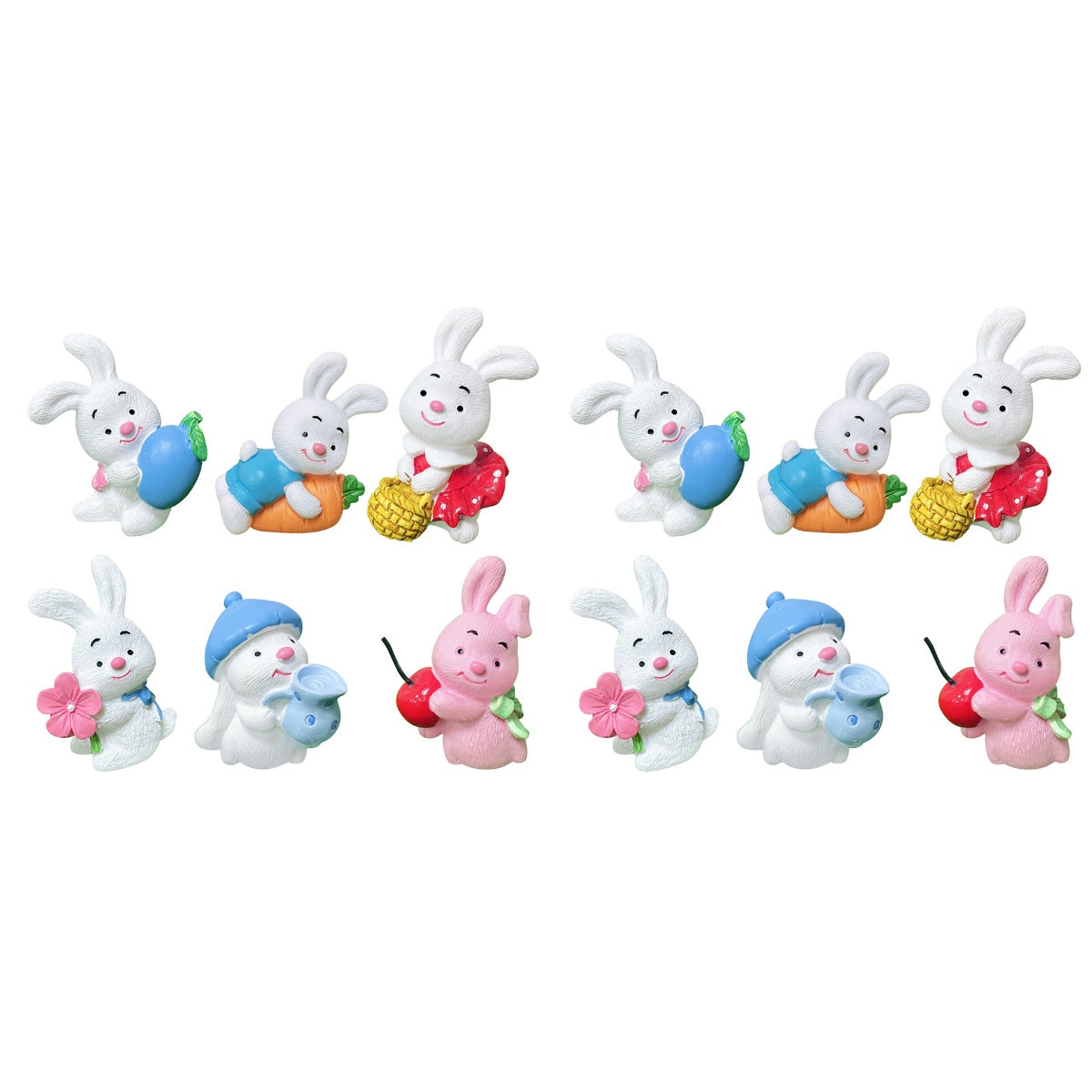 12 Pcs Resin Rabbit Ornament Mini Dollhouse Accessories U7481