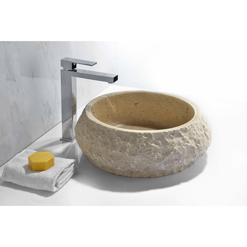 Desert Ash Vessel Sink in Classic Cream Marble F388232