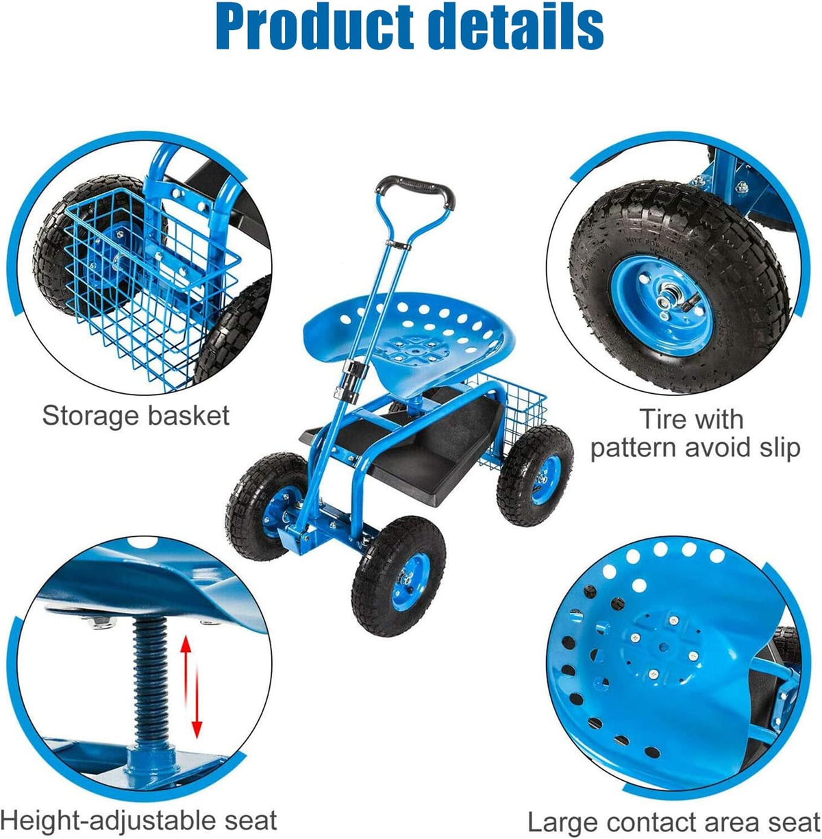 Heavy Duty Rolling Garden Cart with Extendable Steer Handle M545