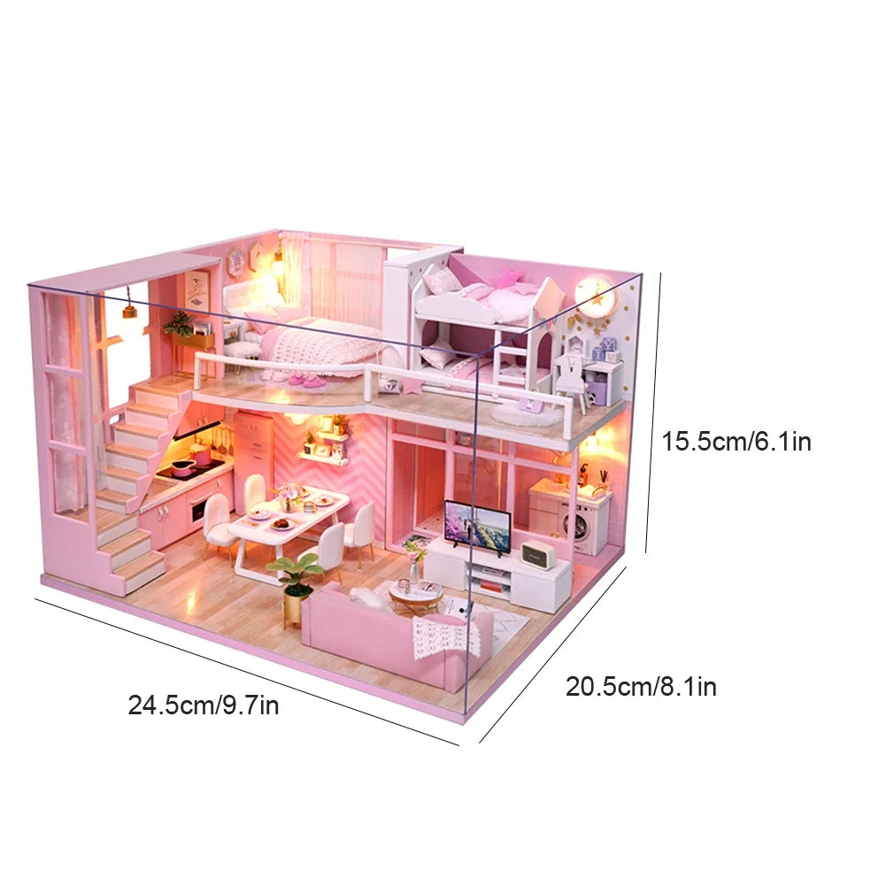 Pink Wooden Dollhouse Kit S57509