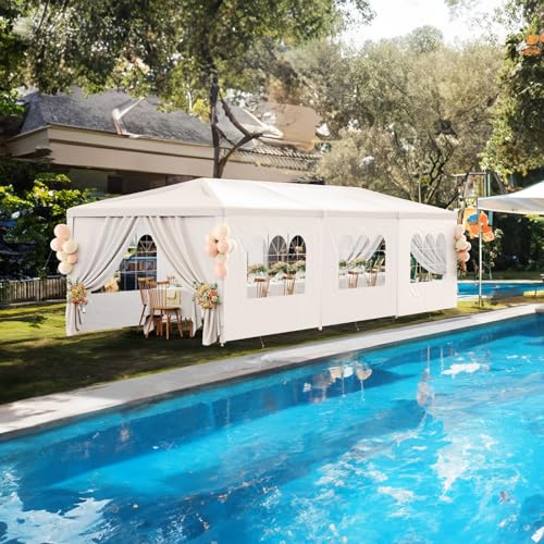 White 10x30 Heavy Duty Party Tent with 8 Removable Sidewalls Z651131