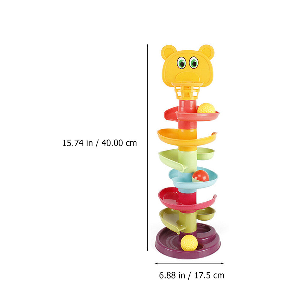 Kid Track Sliding Ball Tower Toy Stacking Toy with 3 Balls J1141