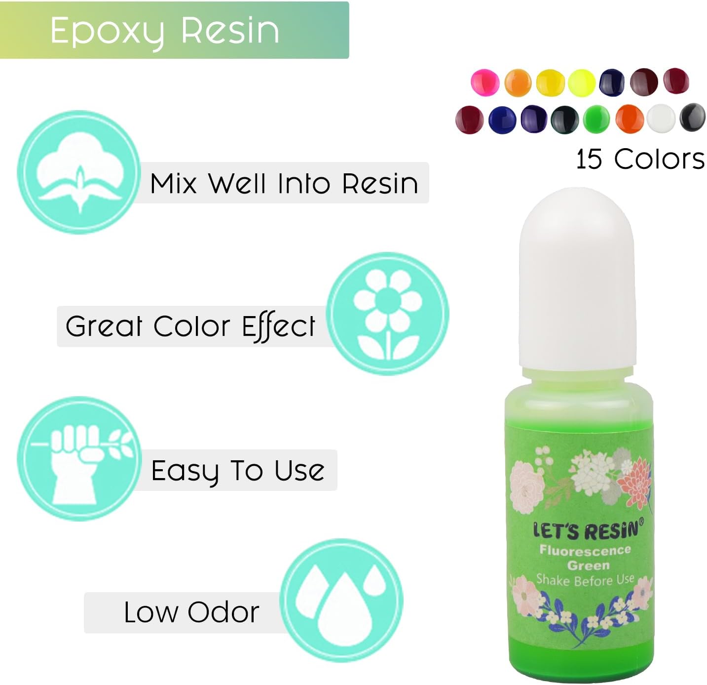 15 Color Translucent Epoxy Resin Pigment 0.35oz O629867