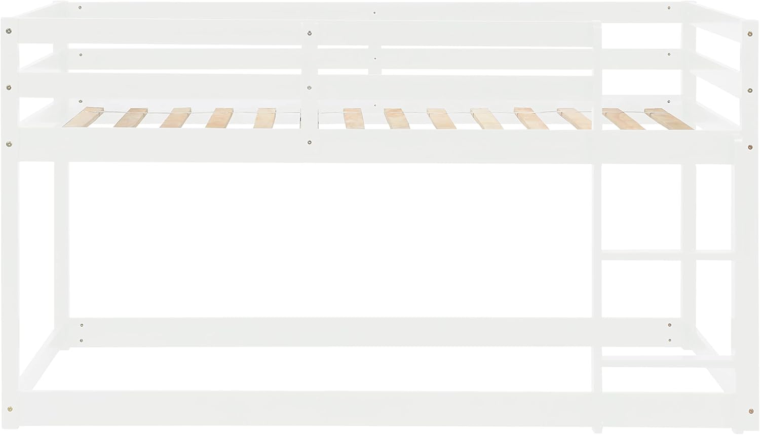 White Twin Over Twin Loft Bed Wooden Bed Frame with Safety Guardrail and Ladder I972