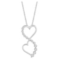 10K White Gold Lab Grown Diamond Double Heart Pendant Necklace G517