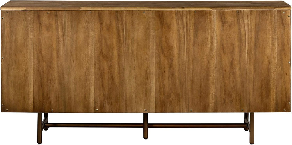 Mixed Wood Dining Buffet Cabinet Credenza Storage 62 Wide Matte Brass V52736