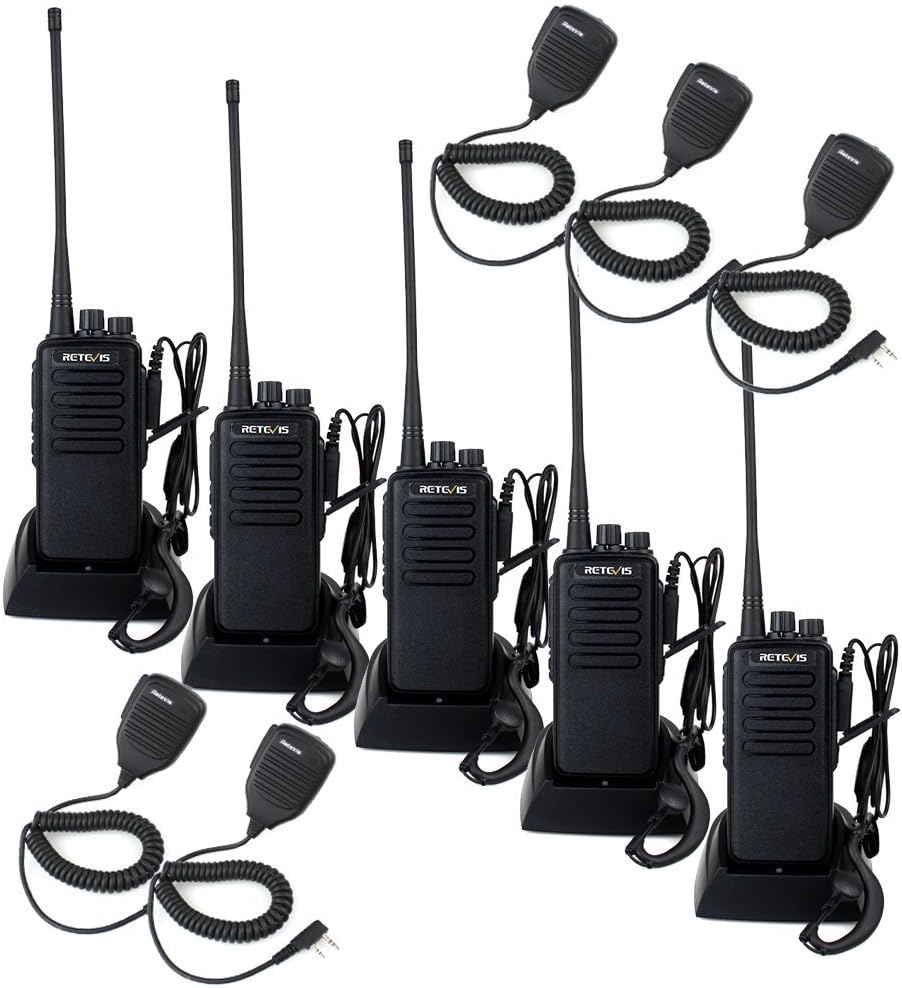 5 Pack Long Range Heavy Duty Rechargeable Two Way Radios with Earpiece and Mic V125